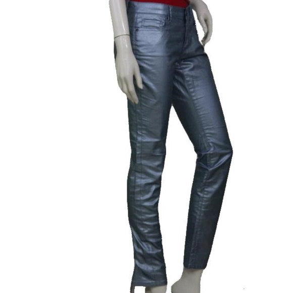 VS Siren Metallic Blue Jean Style Pants Size 6 - Picture 2 of 3